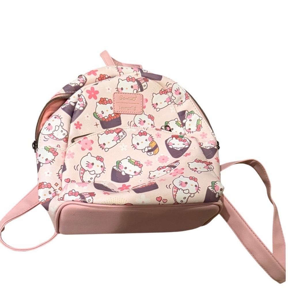 Loungefly Sanrio Hello Kitty Sushi Mini Backpack‎ Pink Faux Leather Kawaii Bag
